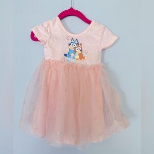 Toddler Girls Bluey Tulle Printed T shirt Dress